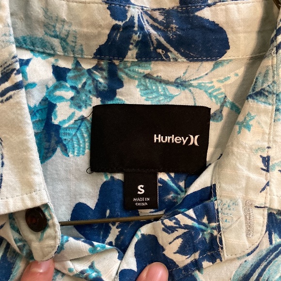 Blue  Hurley Hawaiian print Shirt small - Picture 2 of 4